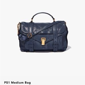 Proenza Schouler PS1 Med Bag in Midnight Navy +Gold hardware.